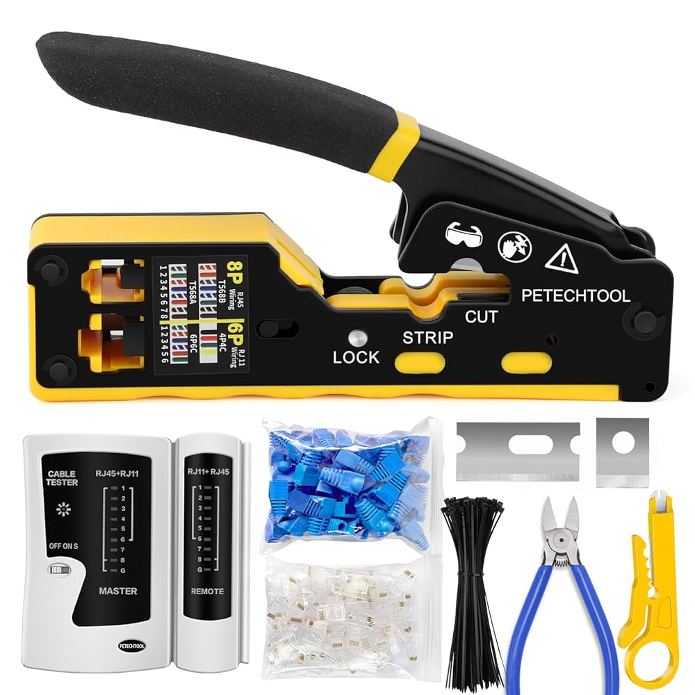 PASTIME.ORIGINALSTOOL【0/0】 PETECHTOOL RJ45 Crimp Tool Pass Through Ethernet Crimping